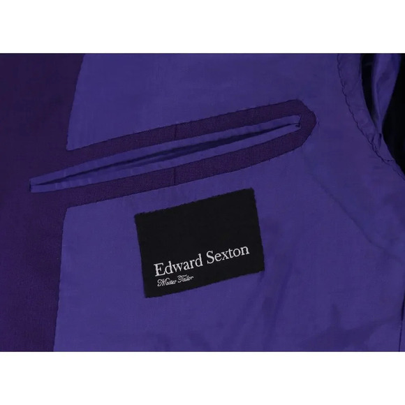 Edward Sexton Bespoke Custom Made for Adam Lambert Purple 3-Piece Suit 42L - Picture 12 of 14